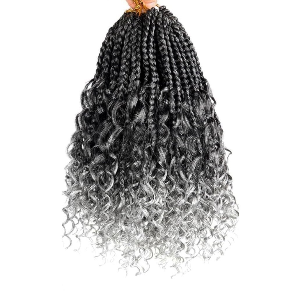 Boho Crochet Box Braids Synthetic 8 Inch Pre Looped Curly Ends for Black Women